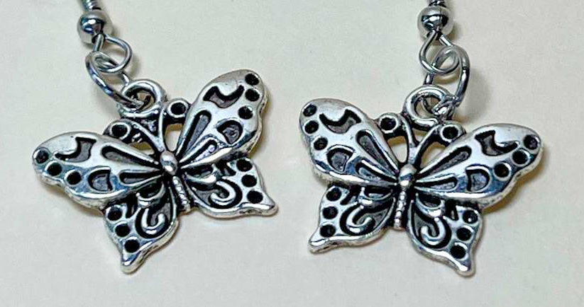 Silver Butterfly Earrings - Image 2