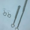 Silver Heart With Rhinestones Set