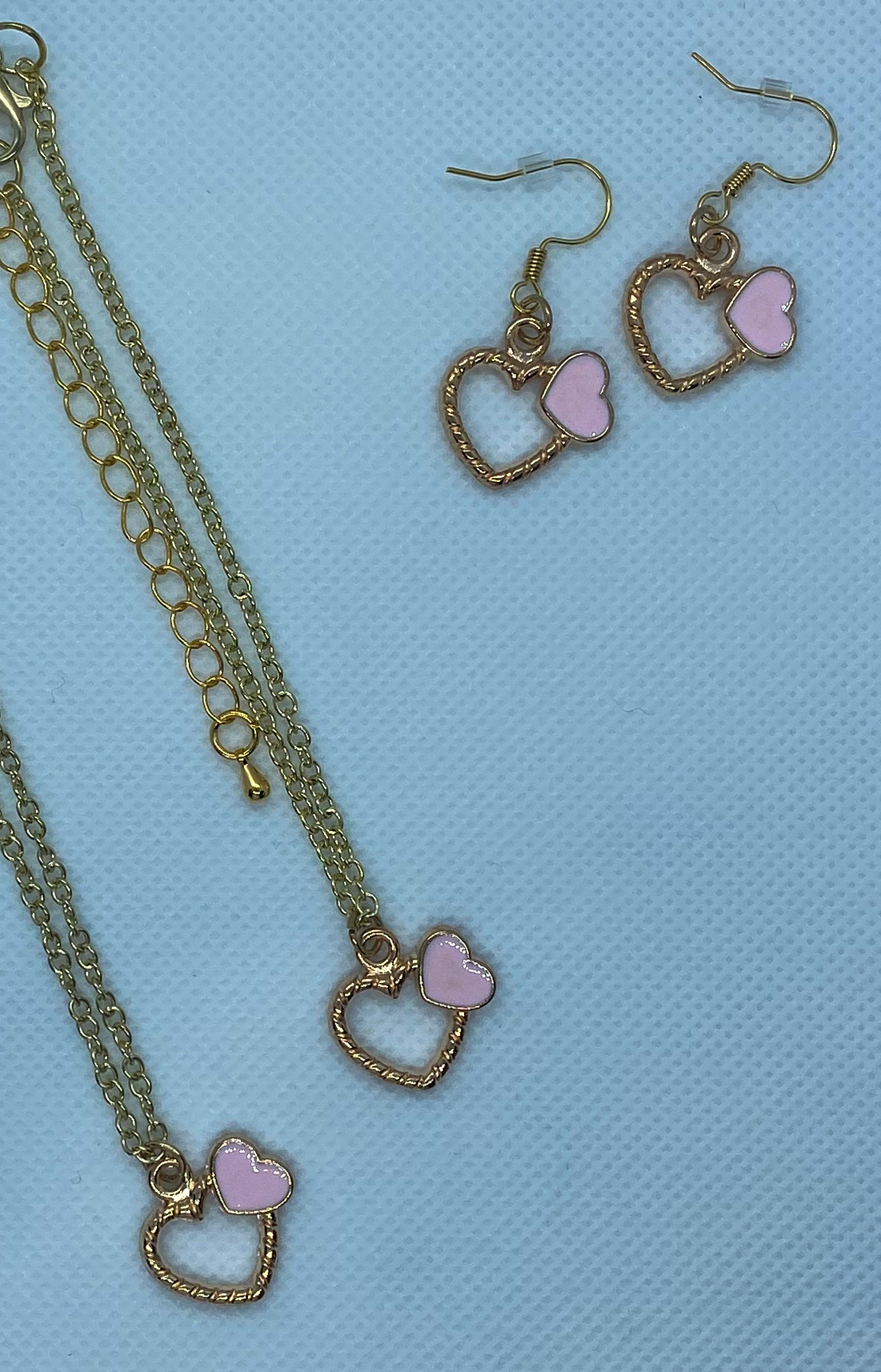 Gold / Pink Enamel Heart Set - Image 2